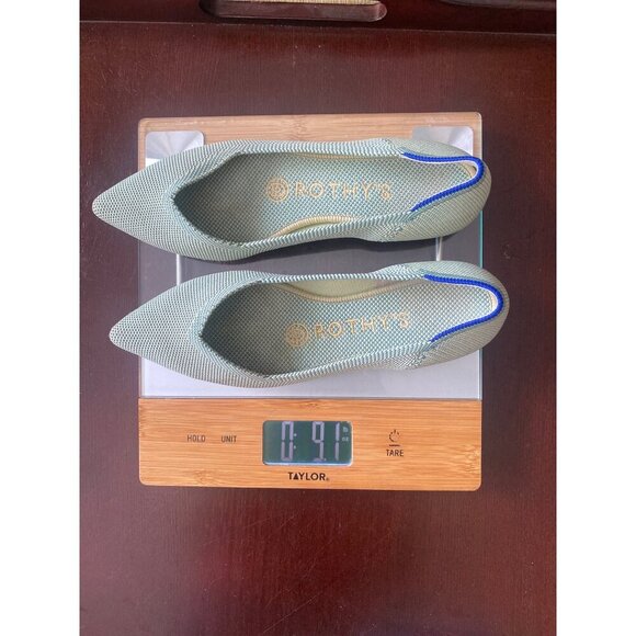 Rothy's Womens Pointed Toe Flats Size 5 Green Knit Slip-On Shoes Eco-Friendly - Picture 13 of 16